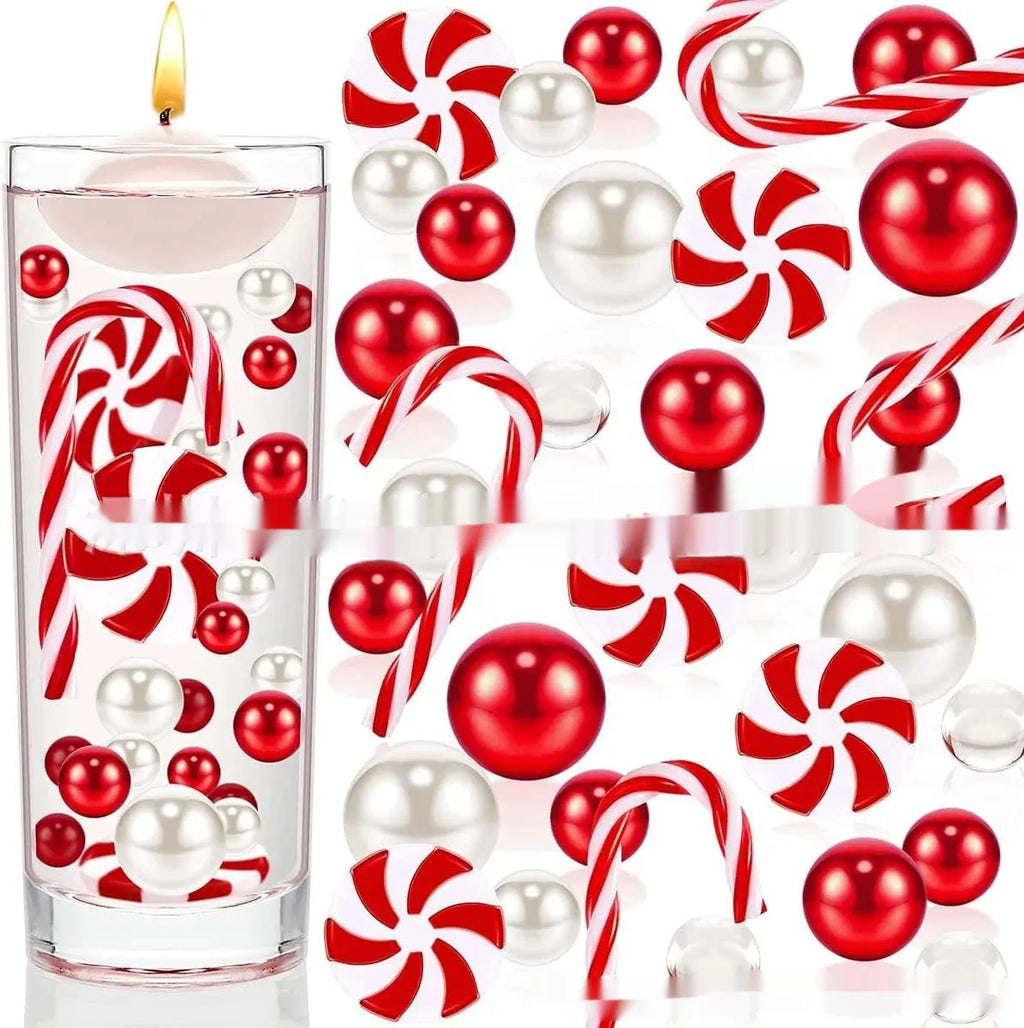 Floating stuffed vase Christmas decoration, red suit cup-shaped plastic vase, two-piece set without candles