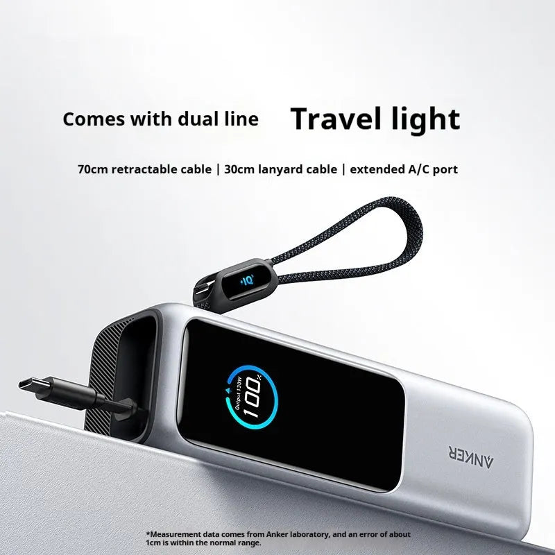 Two-wire power bank in black or silver, 25000 capacity, fast charging, 157x54x49mm industrial style