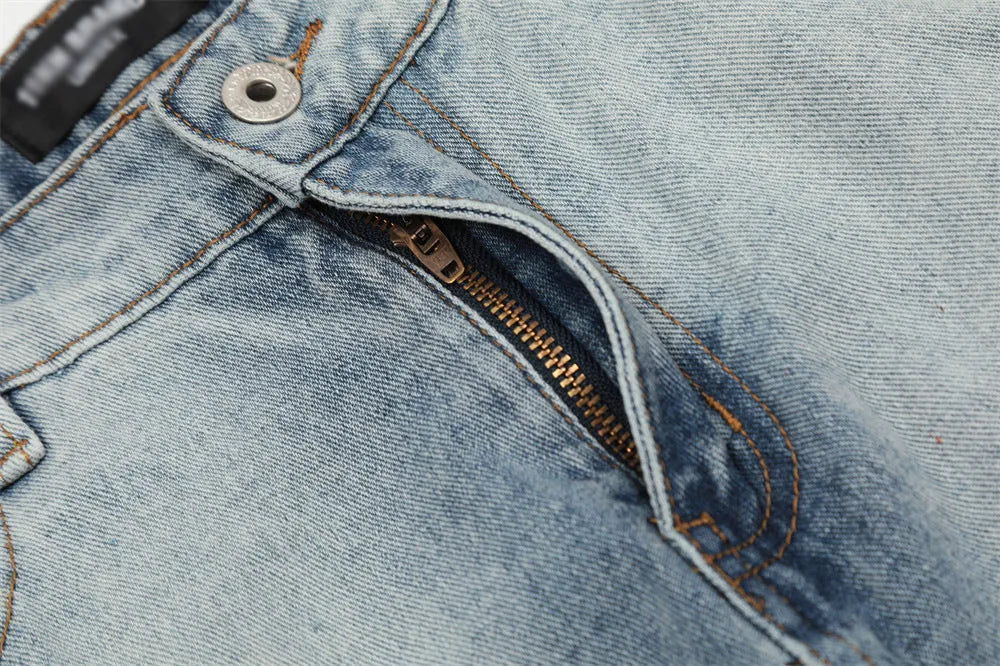 Blue denim jeans for men, mid waist, cotton fabric, casual leisure wear, sizes S to XXL