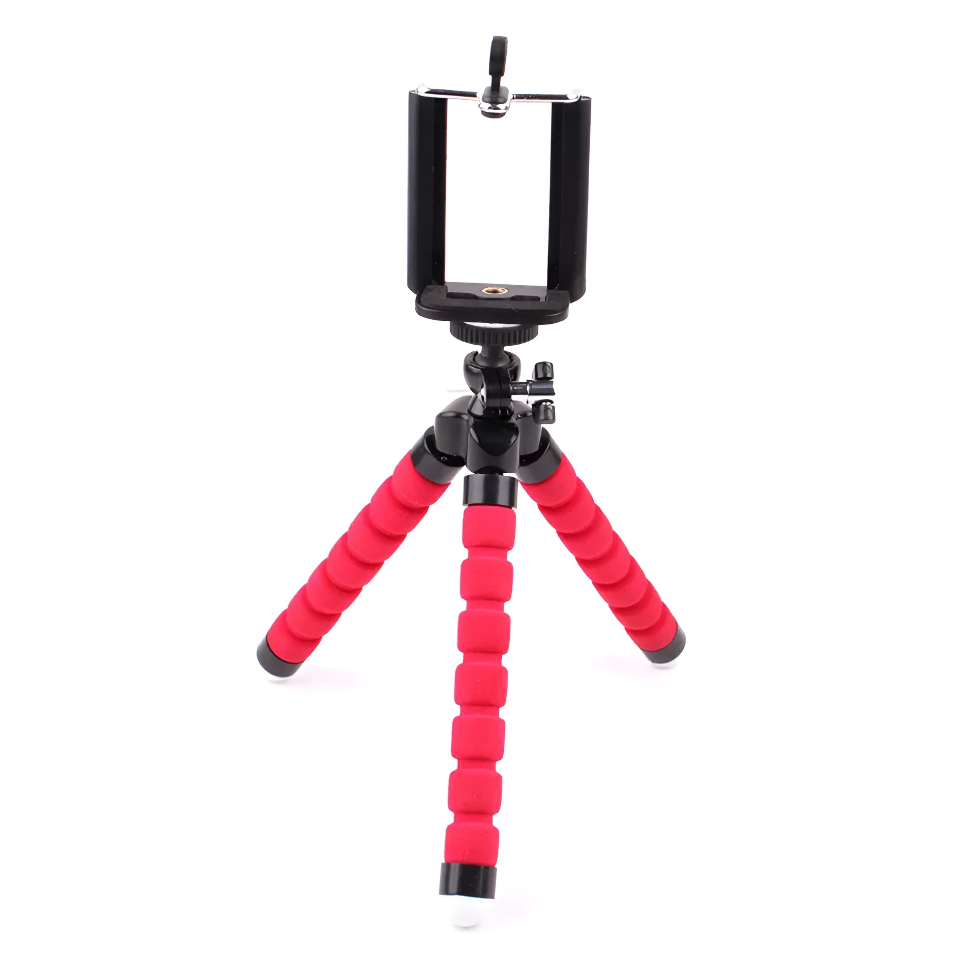 Mini flexible sponge octopus tripod stand holding smartphone on car dashboard