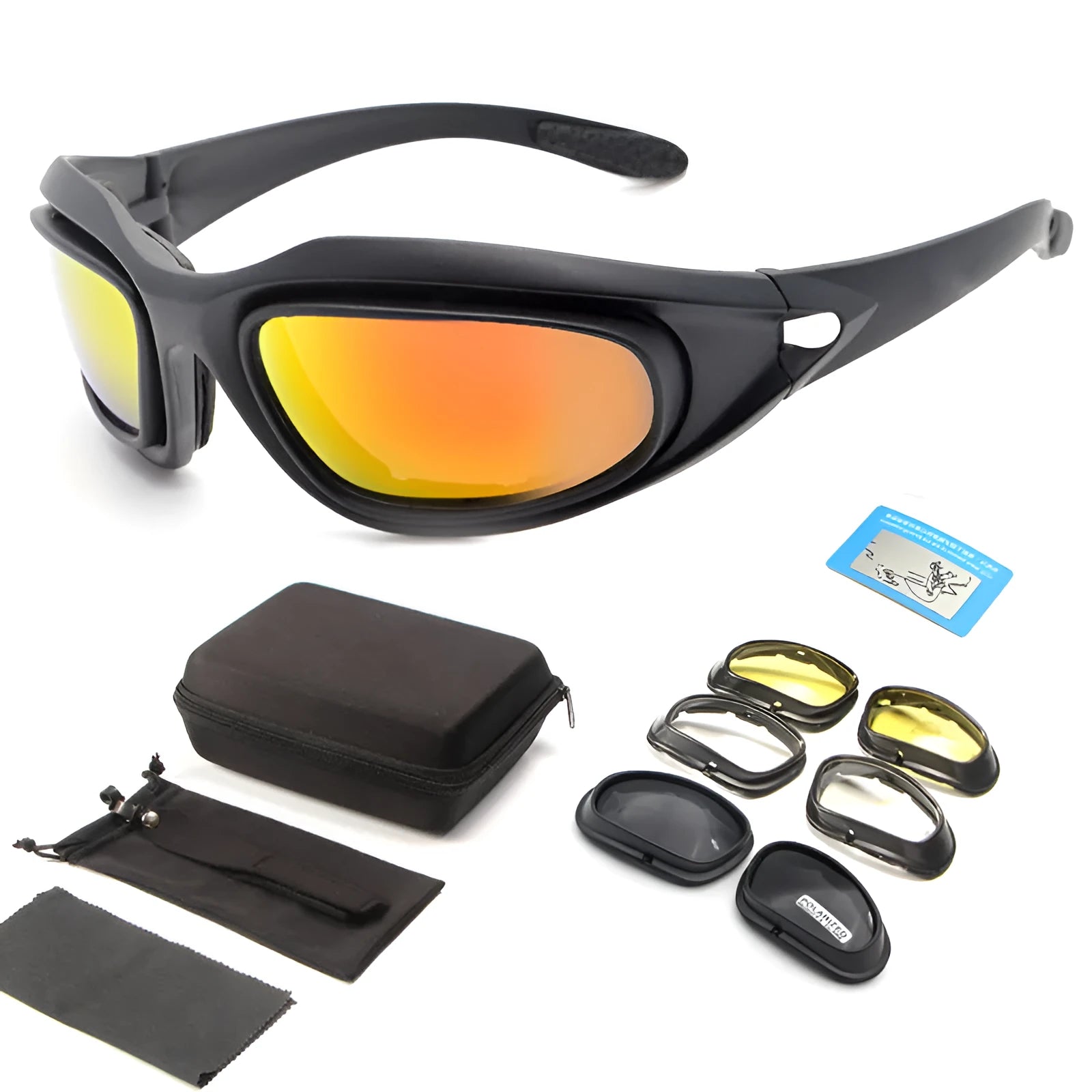Tactical polarized sunglasses for cycling with full rim sports frame