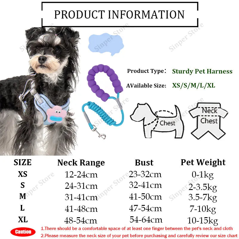No pull dog harness with multifunction leash in blue, step-in design, reflective stitching, sizes XS to XL