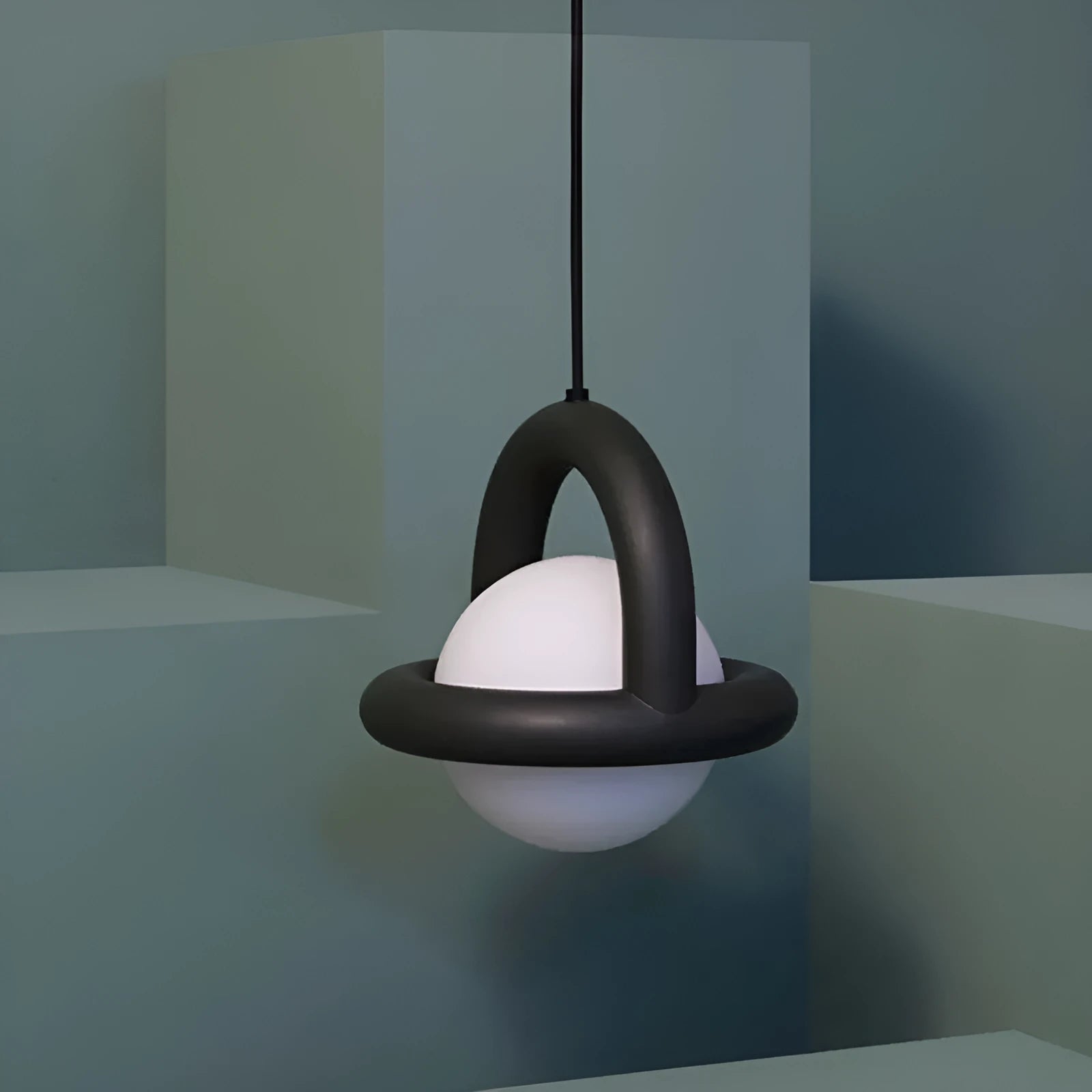 Danish designer hanging line lamp in matte black finish with pendant cord