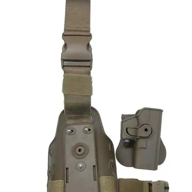 Tactical plastic leg holster with waist plate attachment for outdoor sports