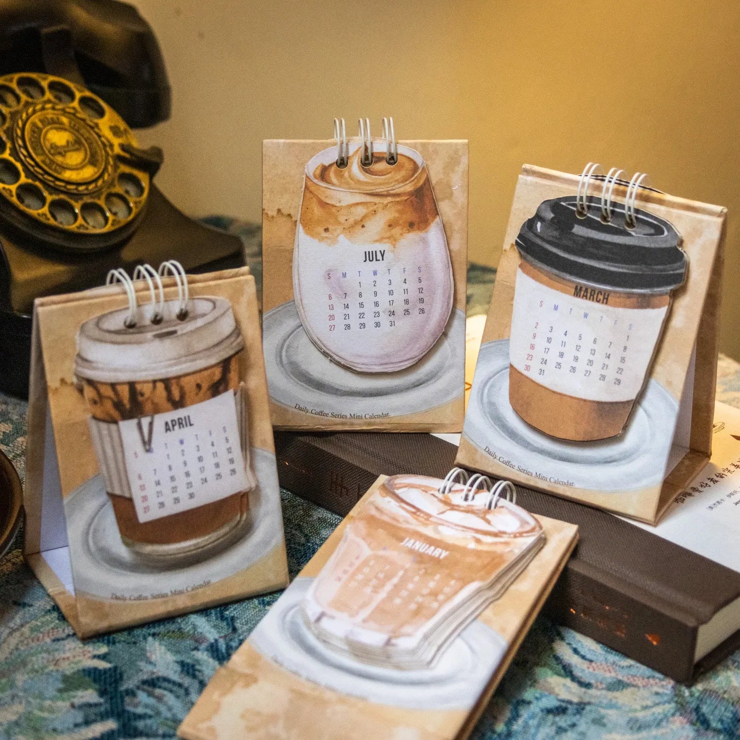 2025 mini desk calendar showing Coffee Time design with simple modern styling