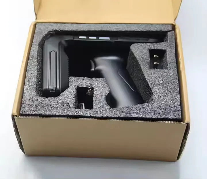SLP-05 handheld Android UHF RFID reader with barcode scanner and fingerprint sensor.