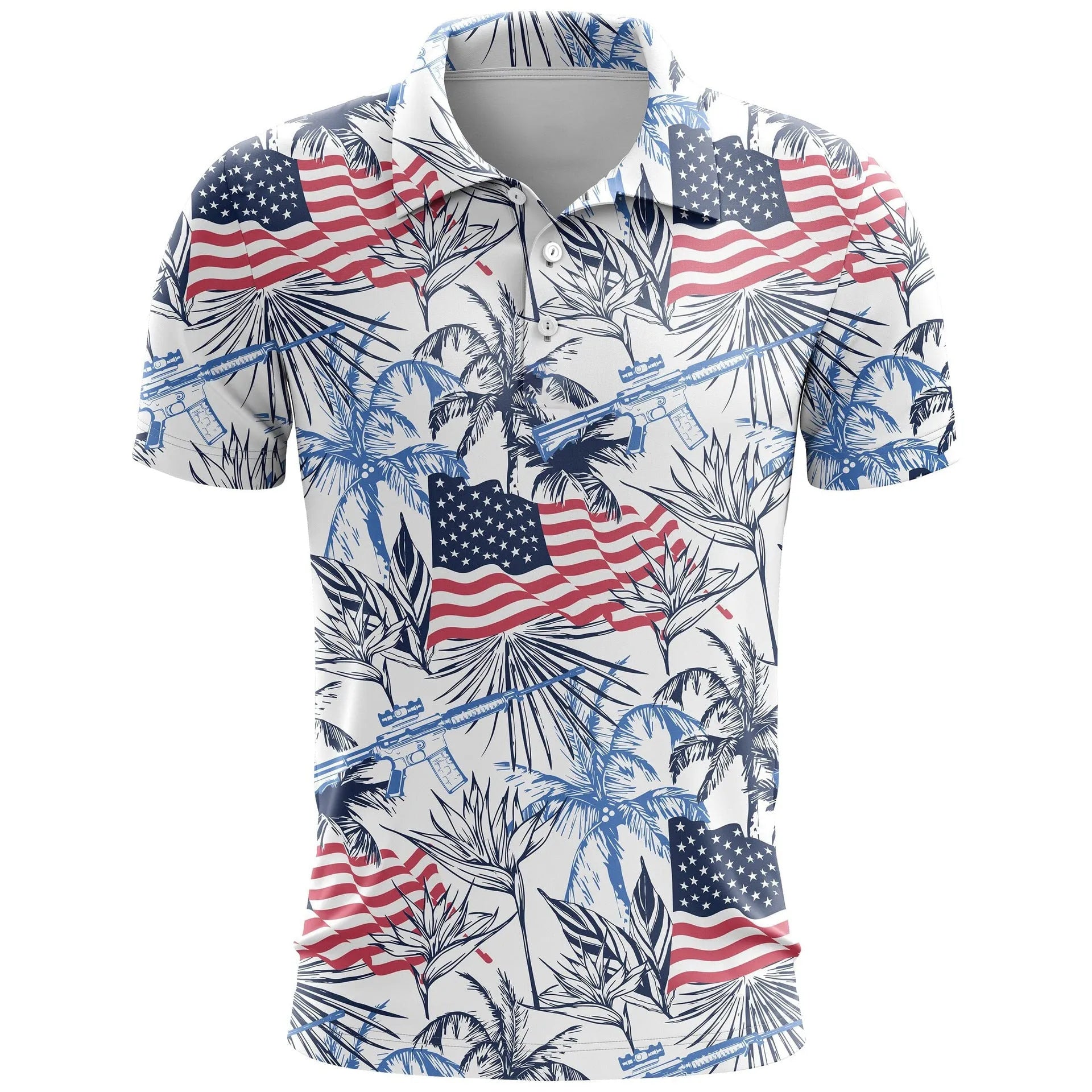 Man wearing a loose-fit 3D printed pattern short sleeve sports top in bird eye polyester fabric.
