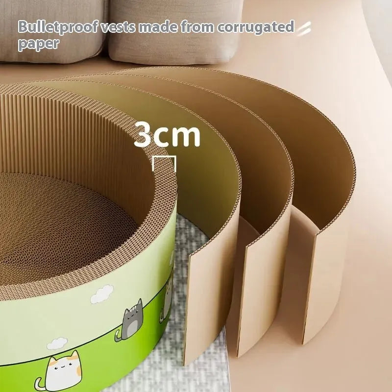 Large round deep pit cat scratch board in corrugated paper, shown in HK round pit colour.