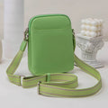 Solid colour PU leather mobile phone crossbody bag measuring 14.5x5.5x19cm