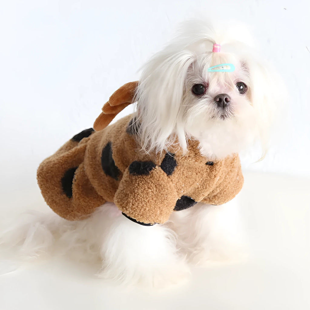 Polka dot elk couple pattern pet clothing in five sizes with four-leg and skirt-style designs