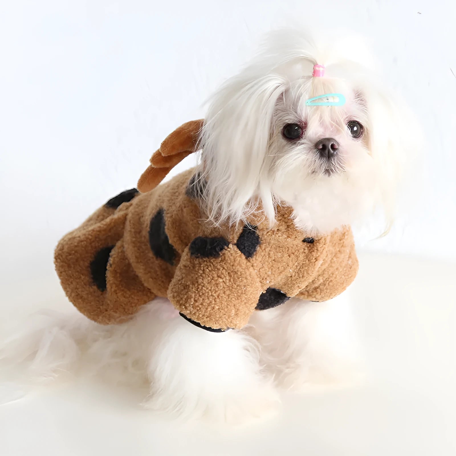 Polka dot elk couple pattern pet clothing in five sizes with four-leg and skirt-style designs
