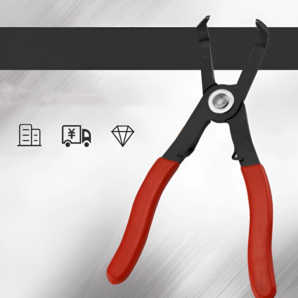 Red interior round nail removal pliers with PVC handles on a white background.