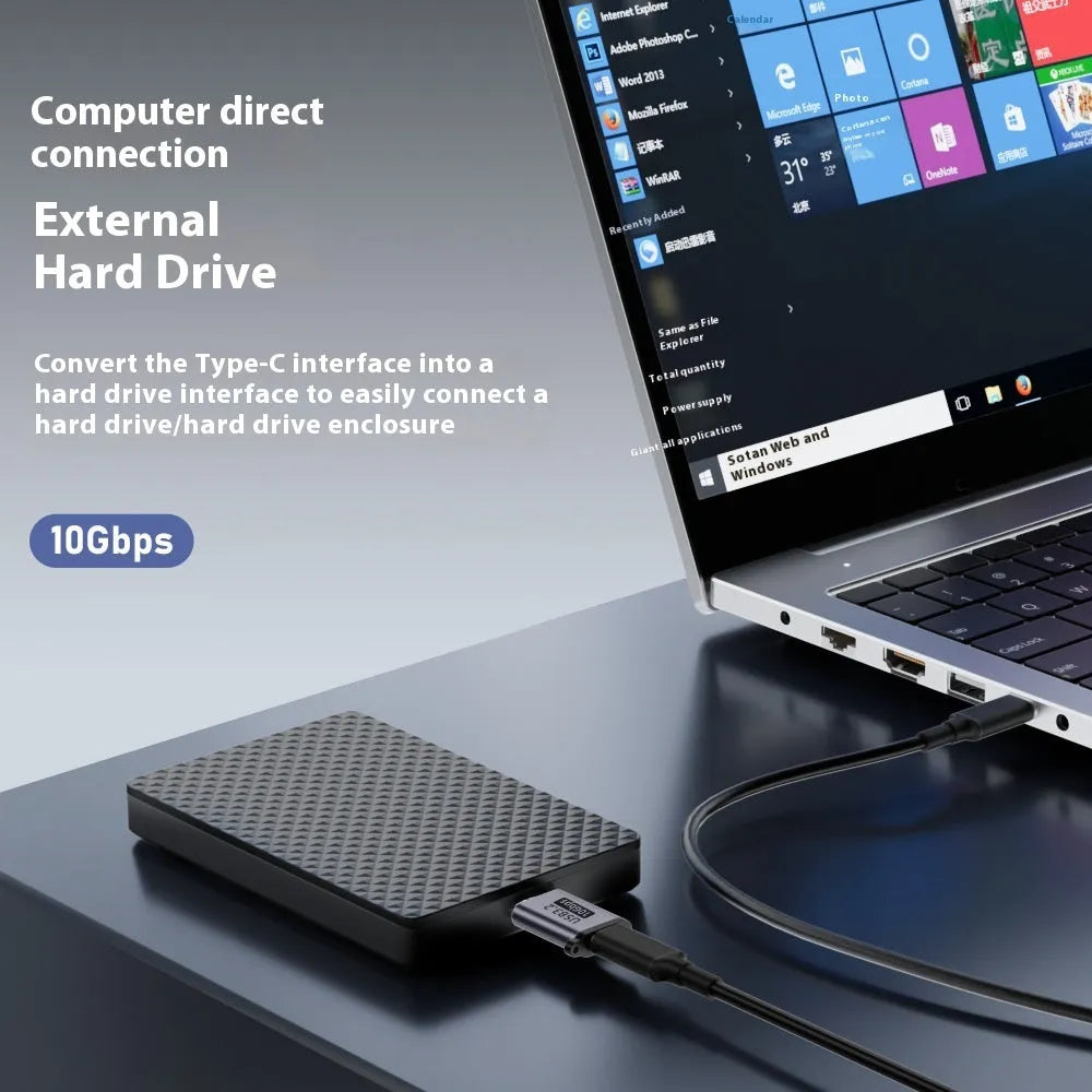 USB Type-A male to Micro-B female adapter cable for hard drives and mobile devices