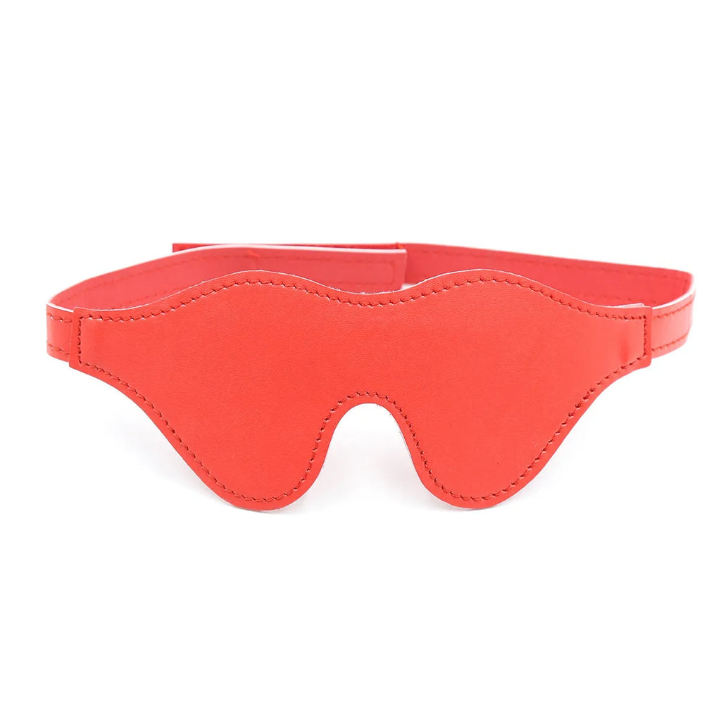 Women's leather eye mask with Velcro fastening in multiple colour options for adult couple play