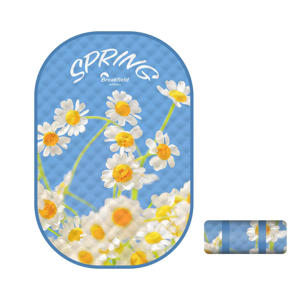 Large waterproof outdoor picnic mat showing seasonal colour option on grass