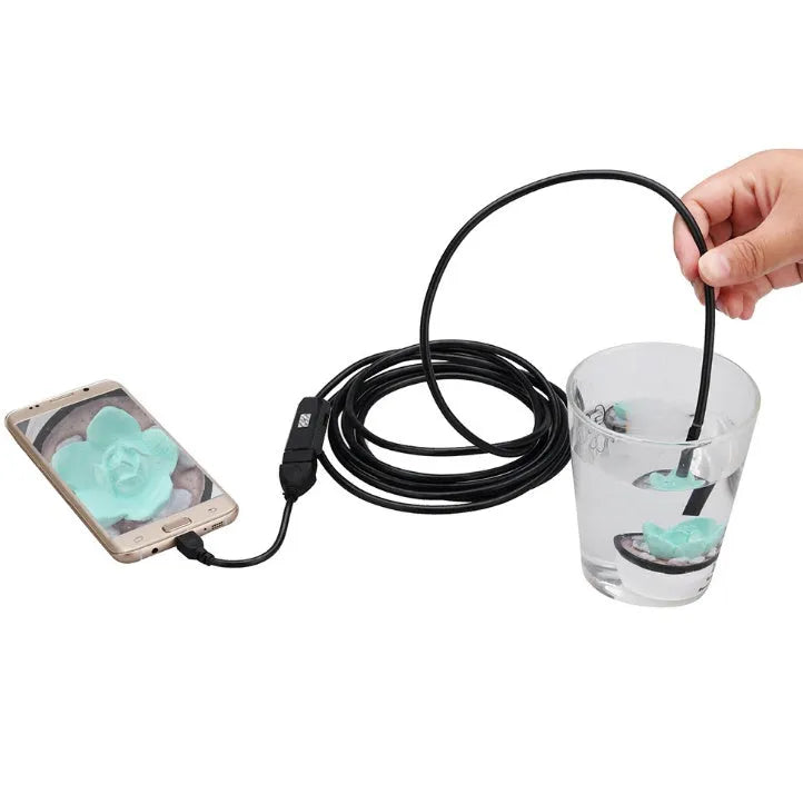 OWSOO USB endoscope camera with 5m cable, 6 LED lights, hook, magnet, and side mirror for Android and computer inspection