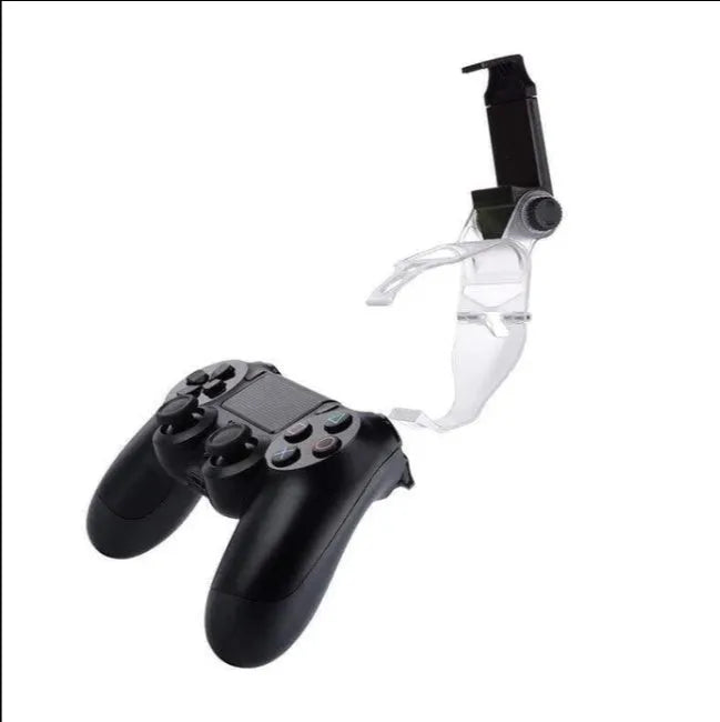 Black PS4 controller phone clip mount with OTG cable for Android gaming up to 6-inch screens