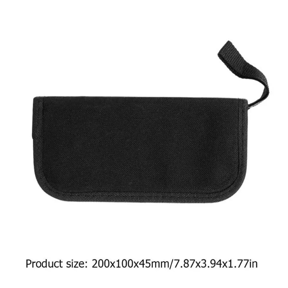 Black plastic and metal guitar repair tool kit for guitar, bass, mandolin, and banjo maintenance