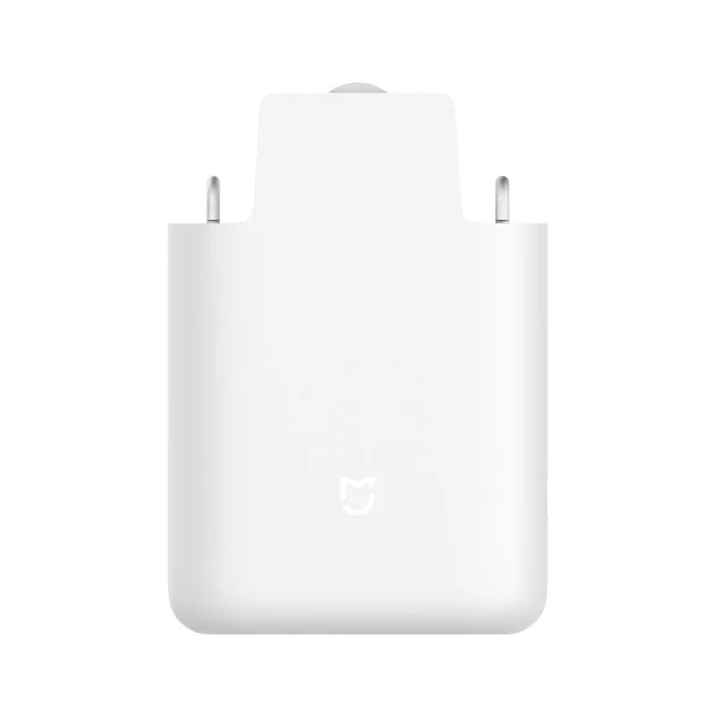White automatic electric curtain motor unit with USB charging cable.