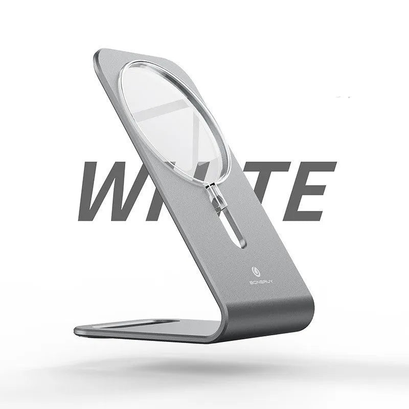 Silver aluminium alloy magnetic wireless charging bracket for MagSafe phones desktop stand