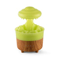 Wood grain white column-shaped rain cloud humidifier diffuser with colourful LED night light
