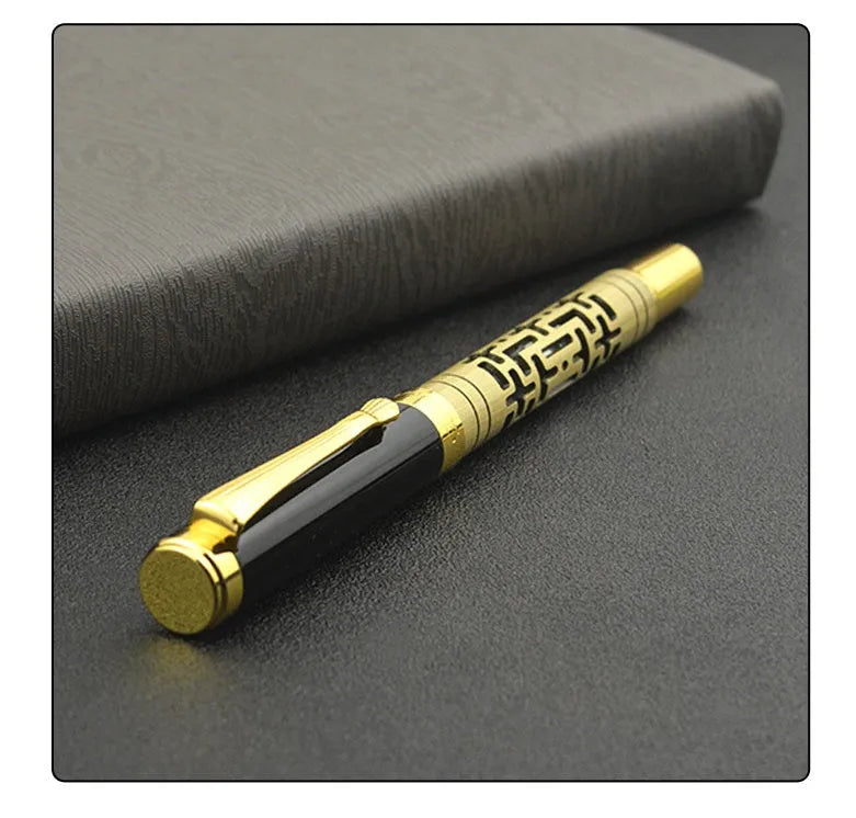 Metal fountain pen with iridium nib 0.7mm big tip in yellow bronze colour