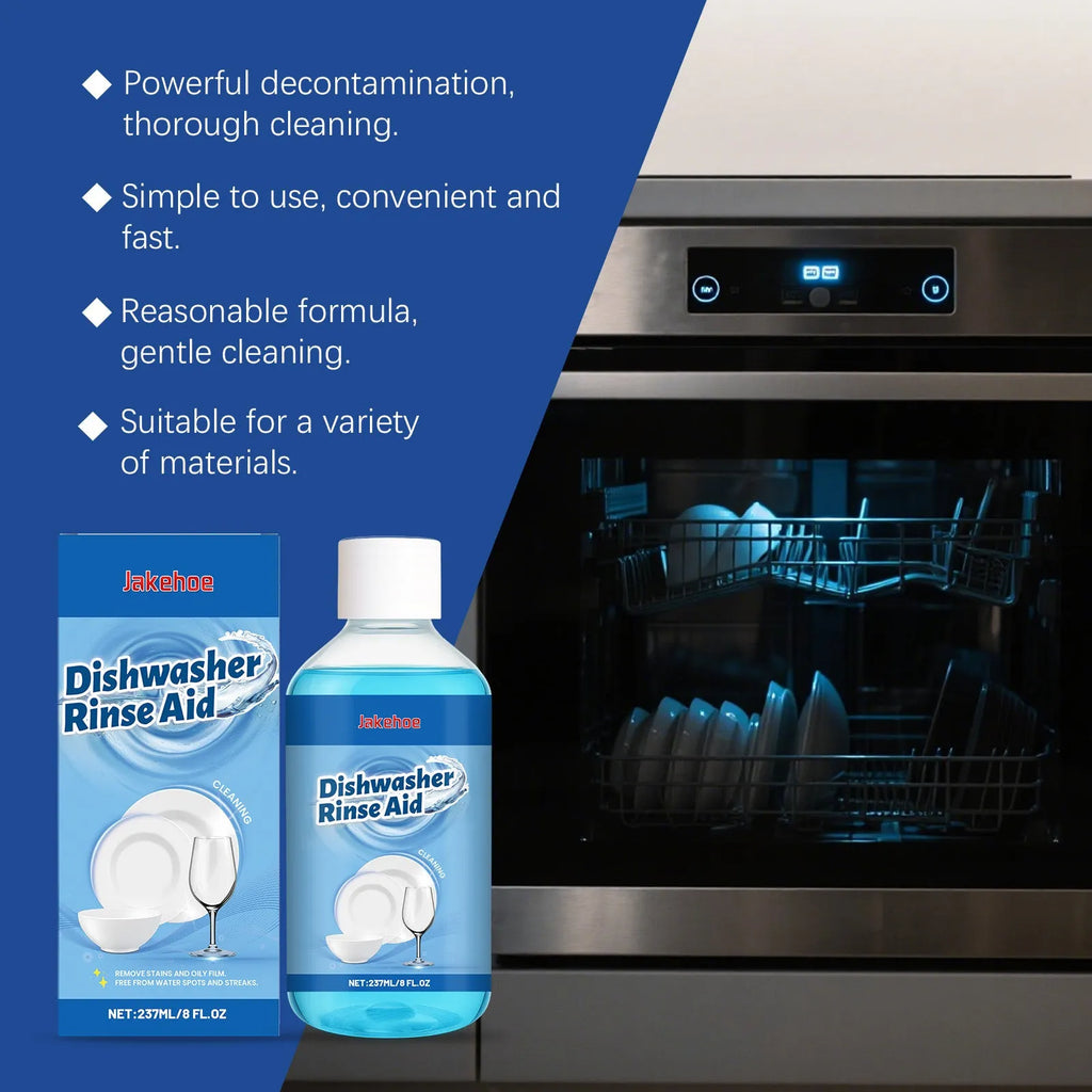237mL bottle of dishwasher cleaning aid lotion for removing stains from oily plates and kitchenware