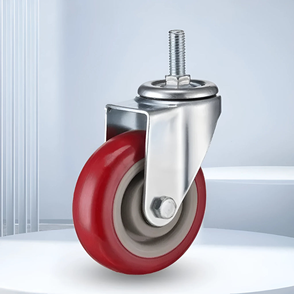 Medium purplish red 3 inch wear resistant seamless caster with brake for office furniture