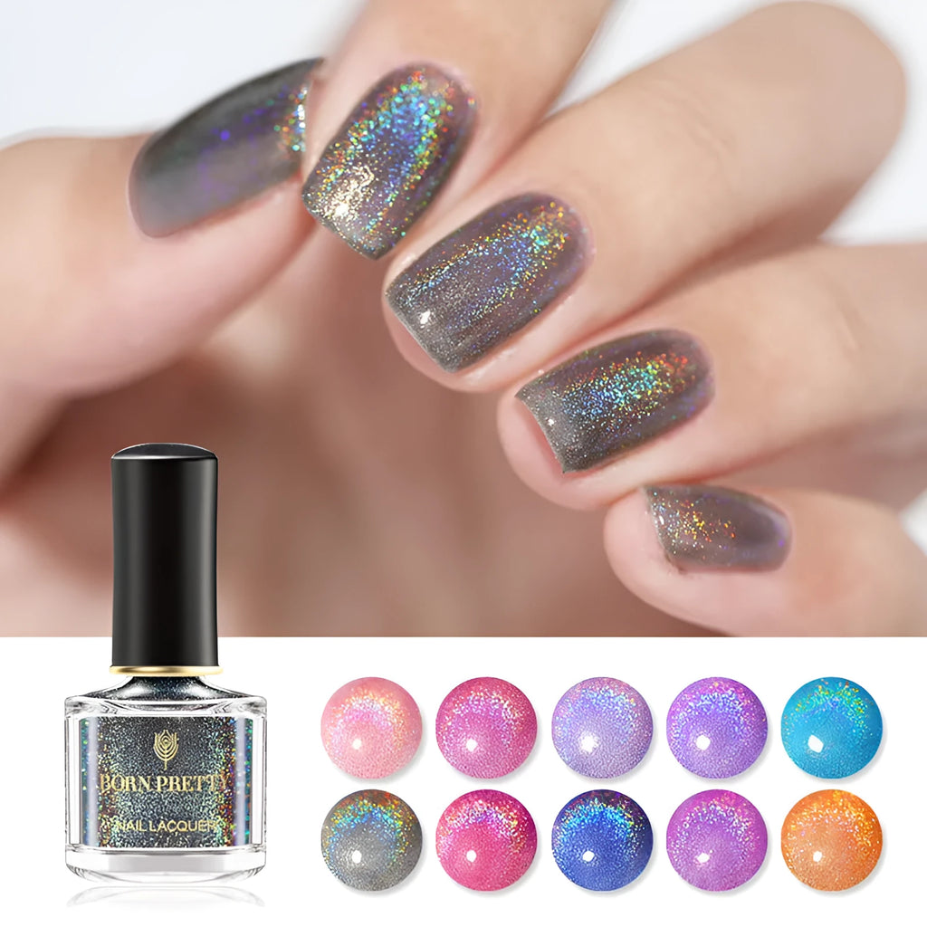 Born PRETTY laser glitter nail polish 6ml in black bottle with gel texture label
