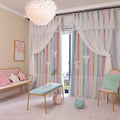 Nordic simple hollow star blackout curtains with gauze in bedroom, Pink Grey colour, hook fitting