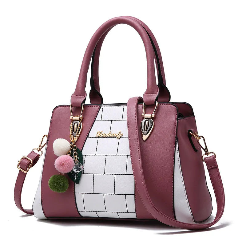 Large women's PU leather shoulder bag with car suture design in horizontal square shape with zipper closure