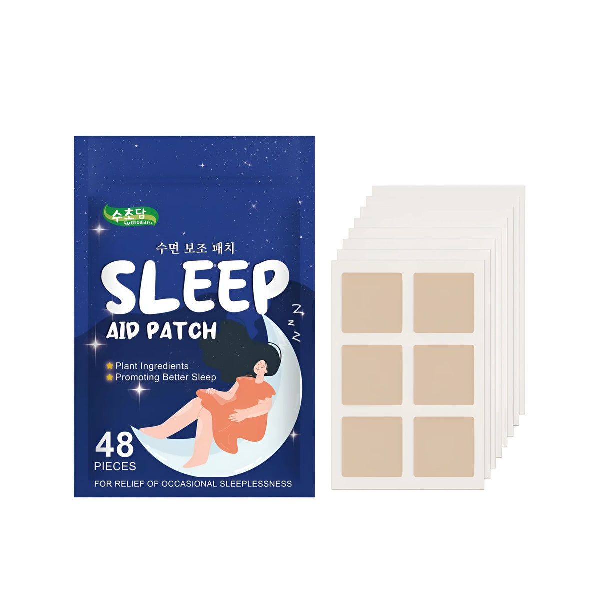 Sleep aid patch pack of 48 stickers with Argyi, valeriana root and chamomile extracts