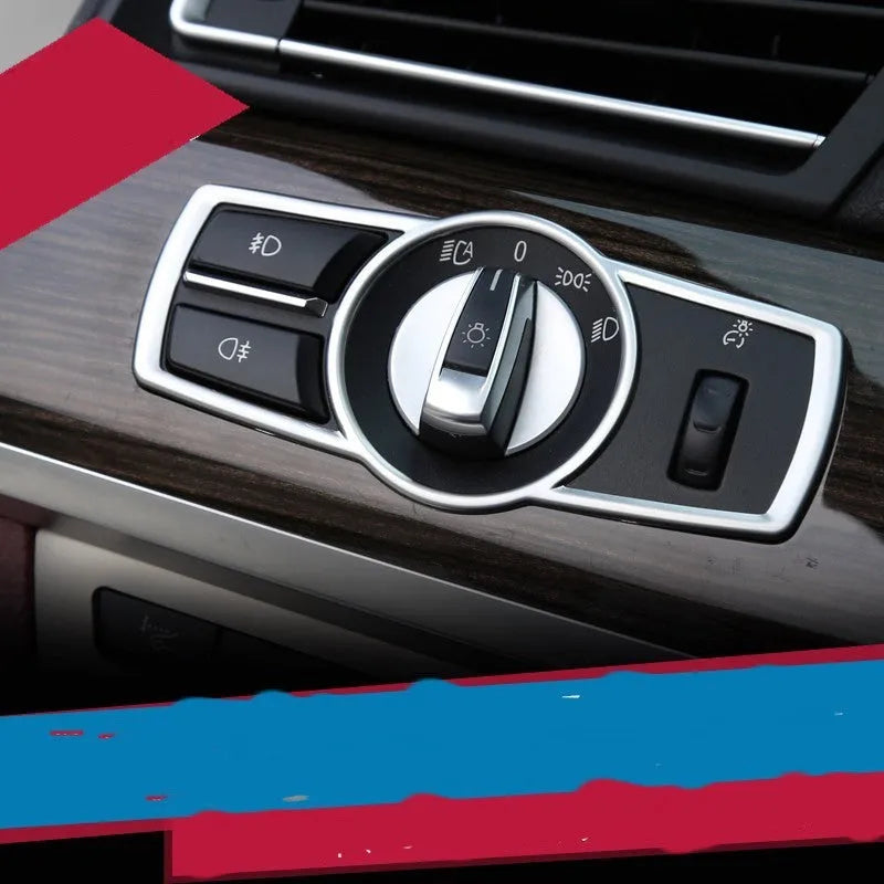 Silver ABS decorative trim sticker for BMW headlight switch frame on 5 Series 7 Series X3 X4 dashboard