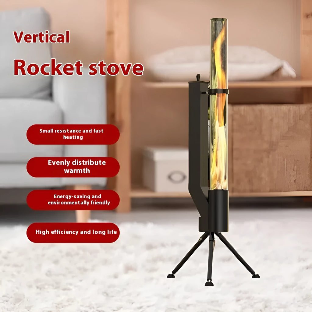 Vertical cast iron wood burning rocket furnace heating stove for courtyard decoration and heating.