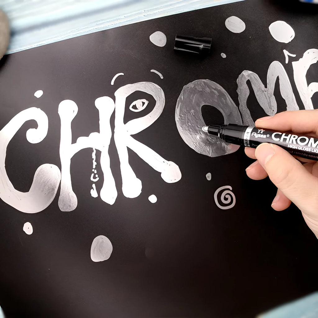 Flysea 3.0mm chrome-plated mirror pen with reflective paint for metal and glass surfaces.