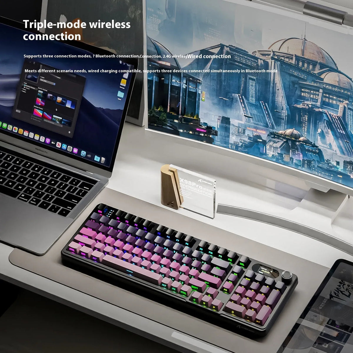 Attack Shark X98PRO three-mode RGB wireless Bluetooth mechanical keyboard with side engraving and knob