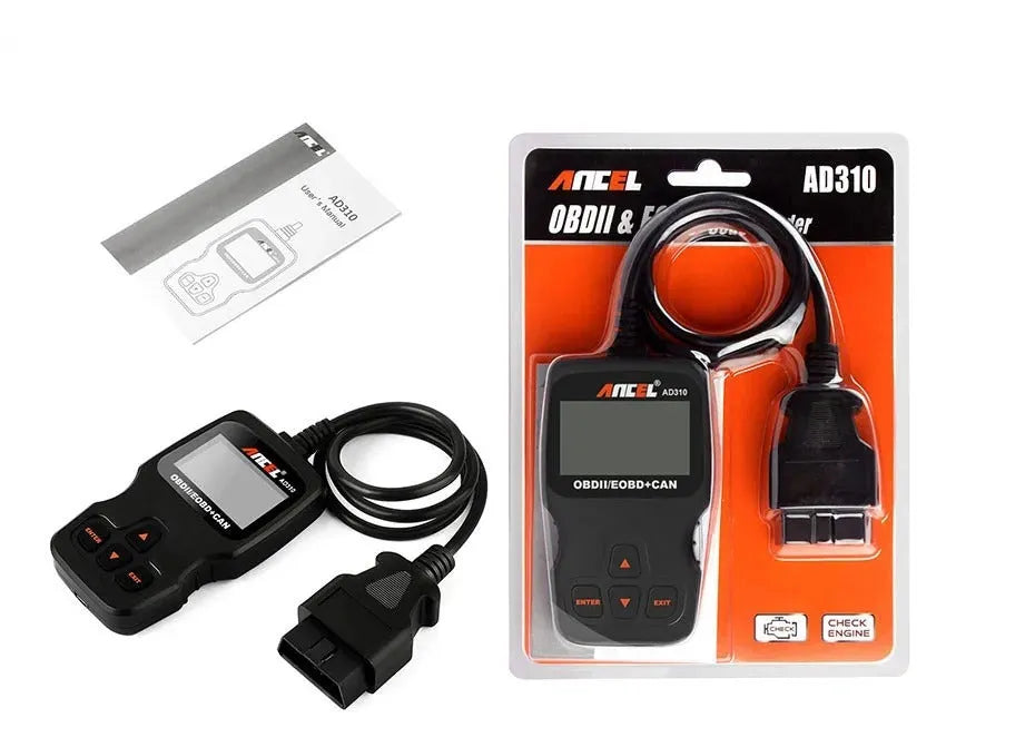 Black universal OBD2 automobile fault detector for engine diagnostics