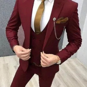Men's three-piece groom best man suit set in business formal style, nylon construction, available in multiple colours and sizes XS to 5XL