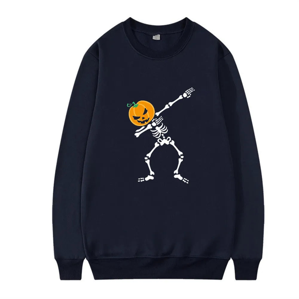 Women's cotton crew neck long sleeve printed top in black, red, yellow, white, or orange red.
