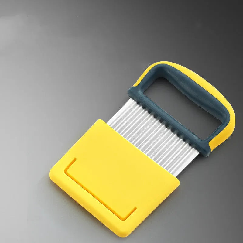 Stainless steel diced potato cutter with wolf tooth knife in yellow or light green colour box