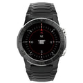 Black smart watch with 48MM dial, 22MM band, GPS heart rate stress compass and 580mAh battery
