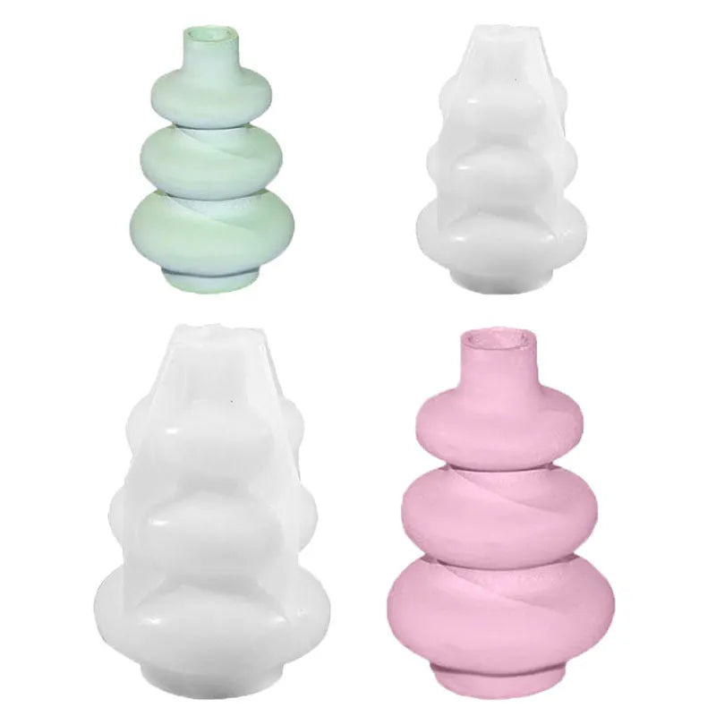 Three layer circle vase silicone cake mould with irregular shape in two size options