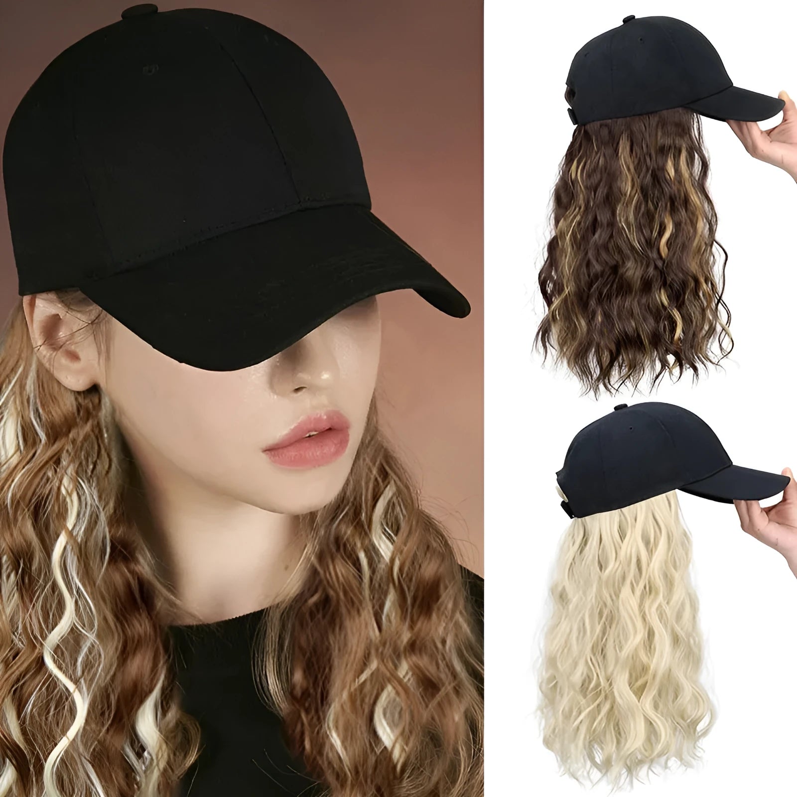 Women's mid-length peaked cap wig in high temperature fibre, available in multiple colours including 1B and 6H613