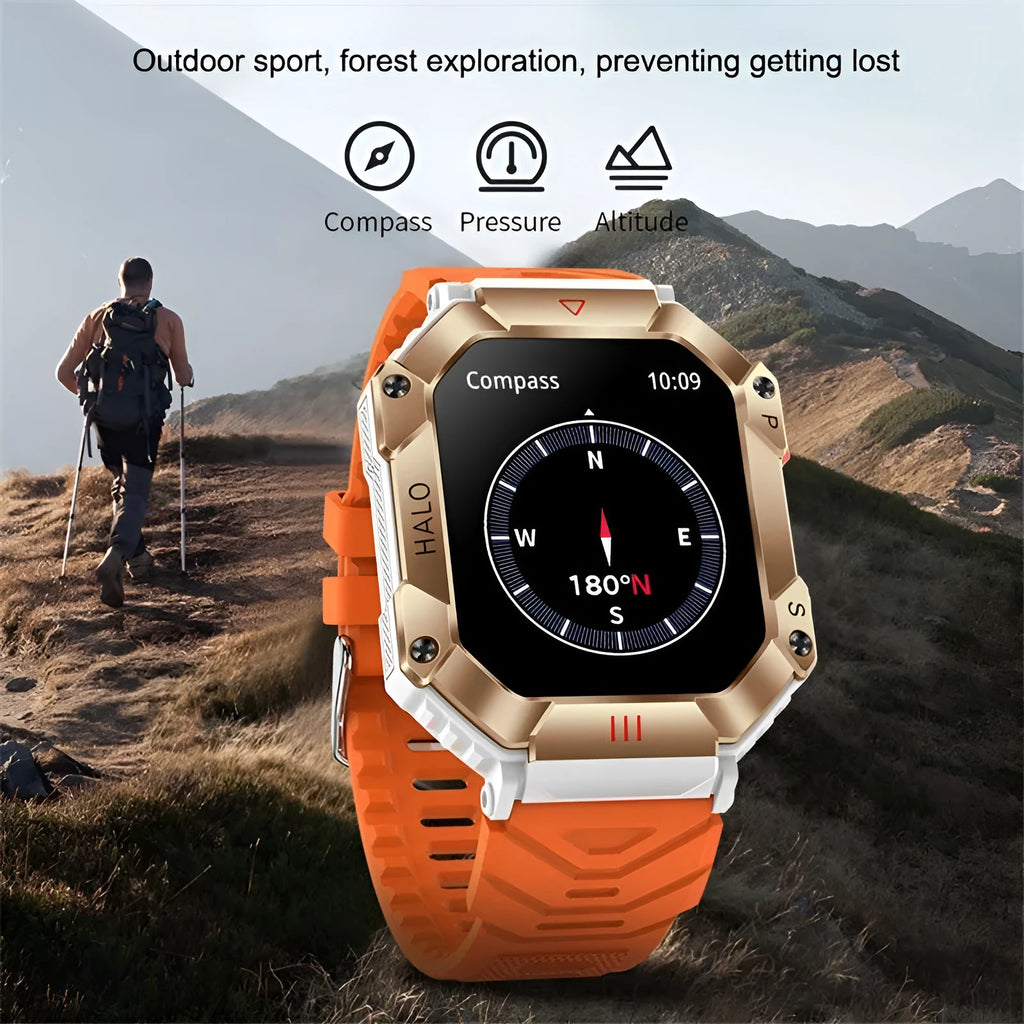 Android women's smart watch with GPS fitness tracking, Bluetooth calling, and interchangeable bands in multiple colours