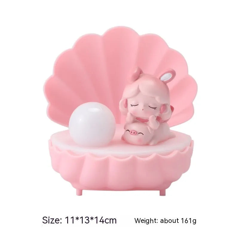 Shell Star cartoon character resin night light in pink pig, blue bear, purple sheep, or yellow Miki designs.