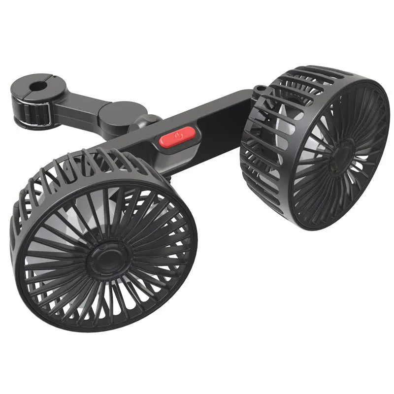 Black car USB rear pillow single head fan with multifunctional adjustment for vehicle cabin cooling