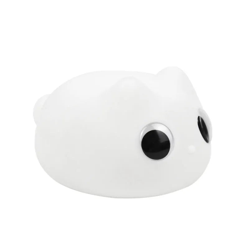 Cat-shaped silicone USB charging night lamp with two brightness levels and timer, battery powered, 134mm tall
