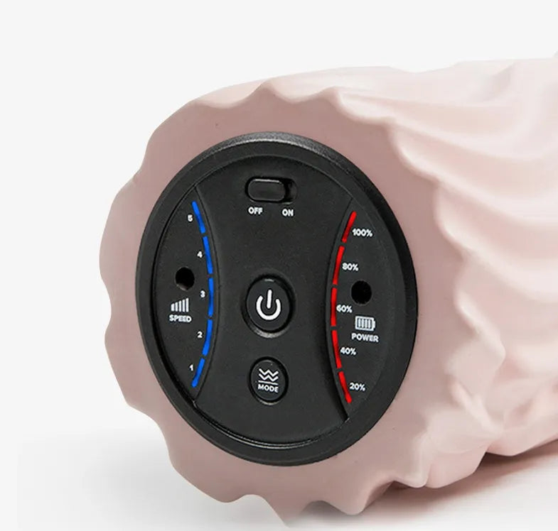 USB electric massage column foam roller block in space grey or gouache orange with three vibration zones