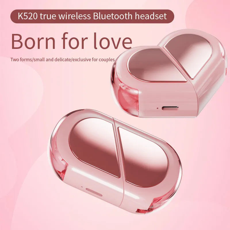 K520 Creative Rotatable Bluetooth wireless earphones in black, white, and pink colour options.