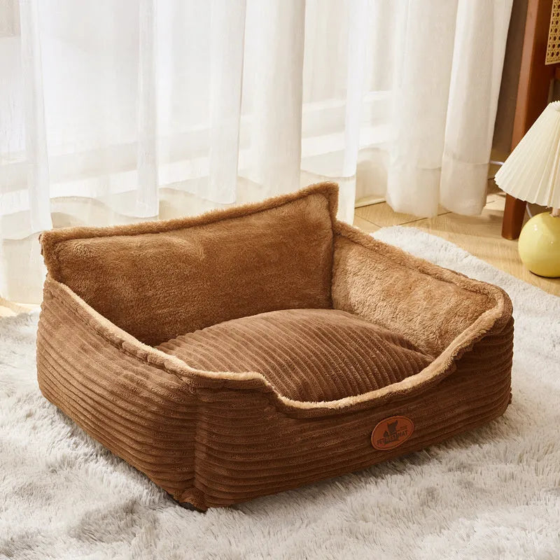 Universal removable washable pet bed for small medium dogs cats in coffee white colour